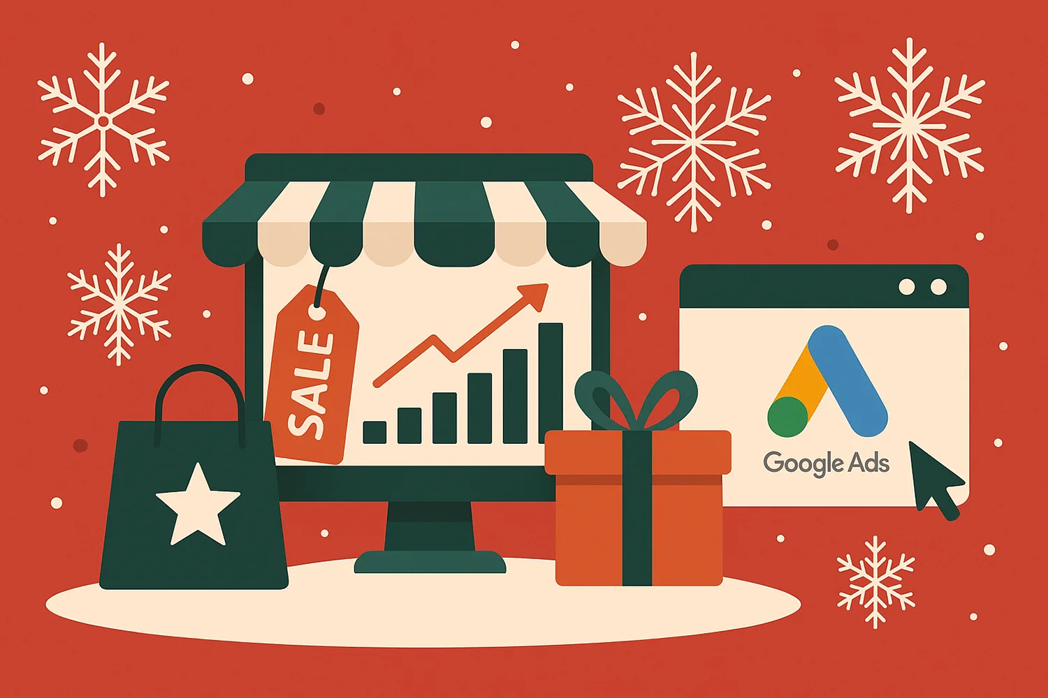 Γραφικό για τα eshop και το Google Ads για την περίοδο των Χριστουγέννων